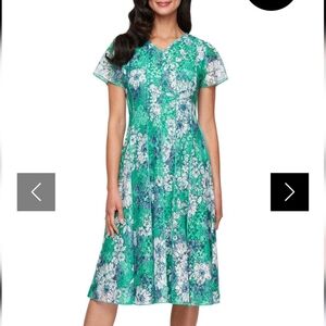 SL Fashion Women Printed Lace Dress Sz 18 Plus Floral Green Blue NWT